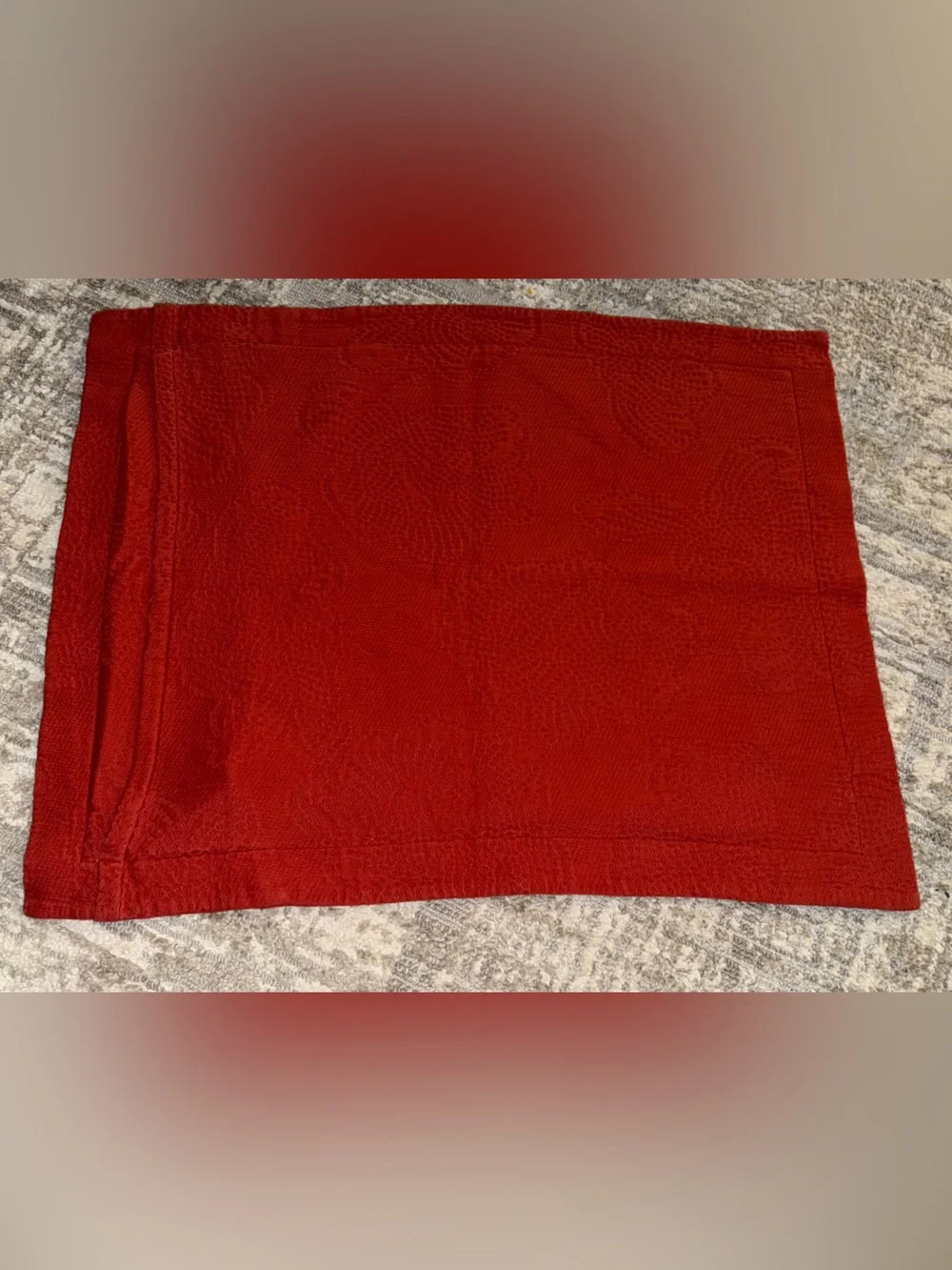 Pottery Barn Red Jacquard Pillow Sham Standard Size 100% Cotton Made in Portugal